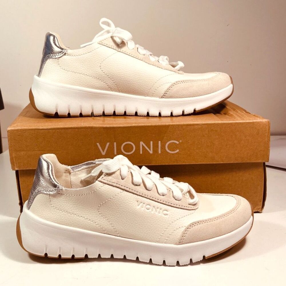 Vionic Women's Uptown Tan Leather Sneakers SZ 6 NEW